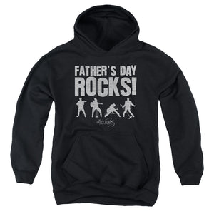 AN OFFCIALLY LICENSED ELVIS PRESLEY FATHERS DAY ROCKS YOUTH HOODIE BLACK