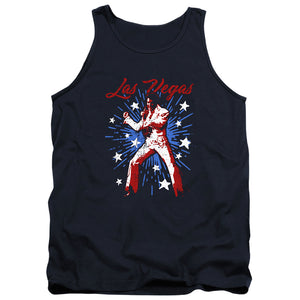 AN OFFCIALLY LICENSED ELVIS PRESLEY VEGAS SUPERSTAR ADULT UNISEX TANK TOP NAVY