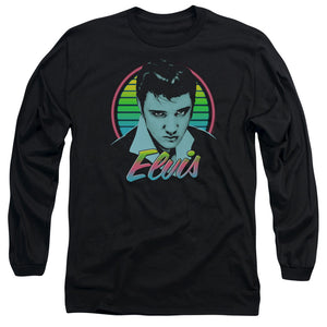 AN OFFCIALLY LICENSED ELVIS PRESLEY NEON KING MEN'S LONG SLEEVE T-SHIRT BLACK