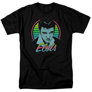 AN OFFCIALLY LICENSED ELVIS PRESLEY NEON KING MEN'S REGULAR FIT T-SHIRT BLACK