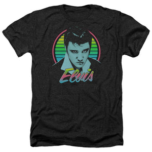 AN OFFCIALLY LICENSED ELVIS PRESLEY NEON KING MEN'S HEATHER T-SHIRT CHARCOAL