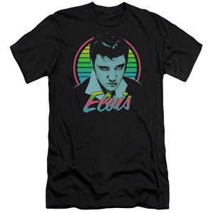 AN OFFCIALLY LICENSED ELVIS PRESLEY NEON KING MEN'S PREMIUM SLIM FIT T-SHIRT BLACK