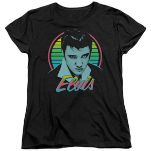 AN OFFCIALLY LICENSED ELVIS PRESLEY NEON KING WOMEN'S REGULAR FIT T-SHIRT BLACK