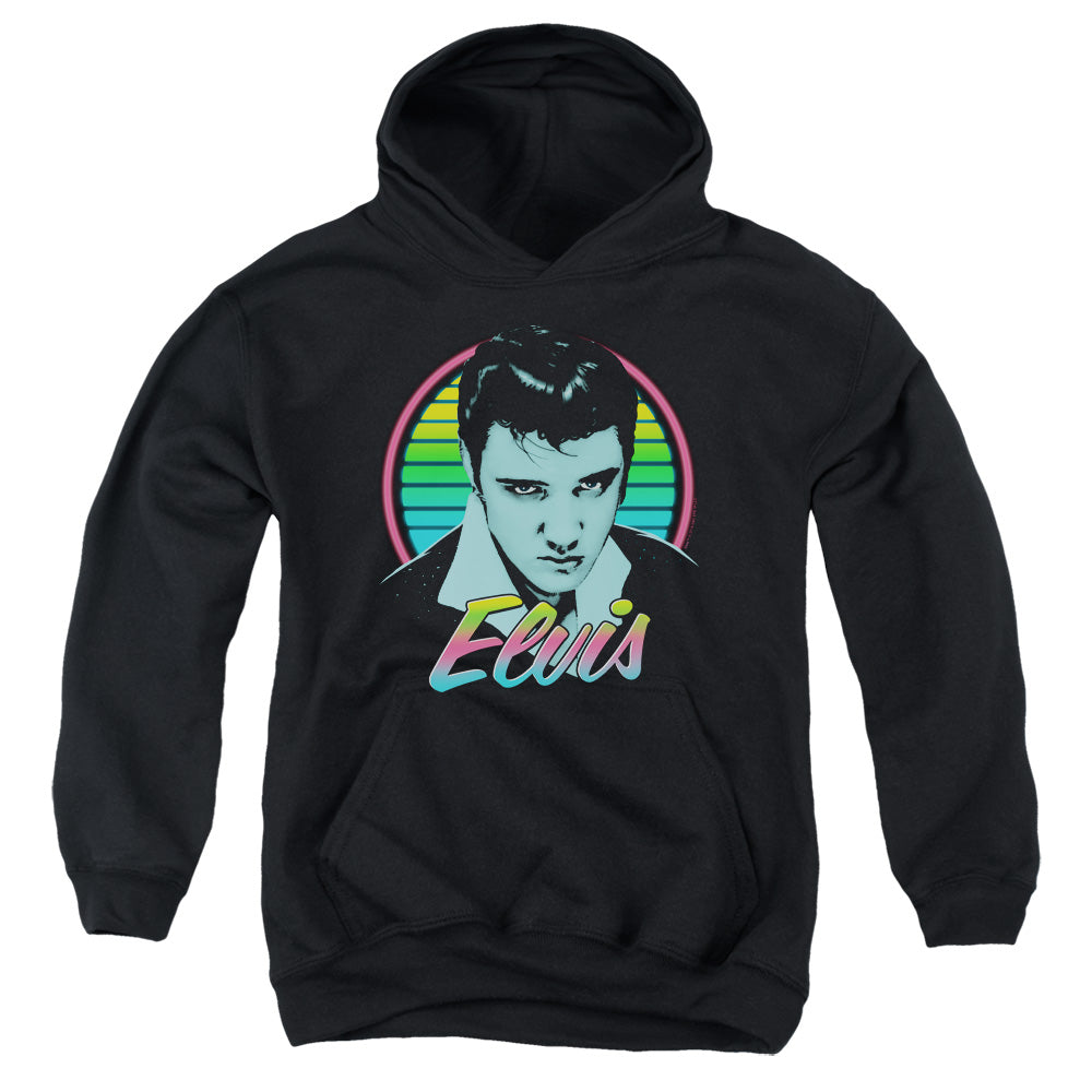 AN OFFCIALLY LICENSED ELVIS PRESLEY NEON KING YOUTH HOODIE BLACK