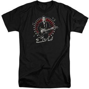 AN OFFCIALLY LICENSED ELVIS PRESLEY STARS MEN'S TALL FIT T-SHIRT BLACK