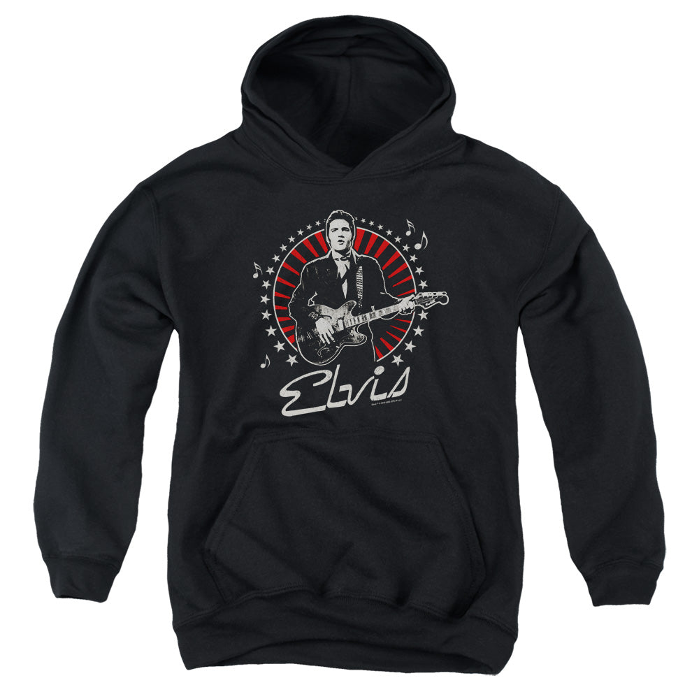 AN OFFCIALLY LICENSED ELVIS PRESLEY STARS YOUTH HOODIE BLACK