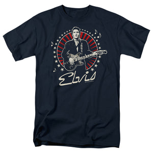 AN OFFCIALLY LICENSED ELVIS PRESLEY STARS MEN'S REGULAR FIT T-SHIRT NAVY