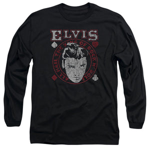 AN OFFCIALLY LICENSED ELVIS PRESLEY HAIL THE KING MEN'S LONG SLEEVE T-SHIRT BLACK
