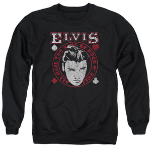 AN OFFCIALLY LICENSED ELVIS PRESLEY HAIL THE KING ADULT UNISEX CREWNECK SWEATSHIRT BLACK