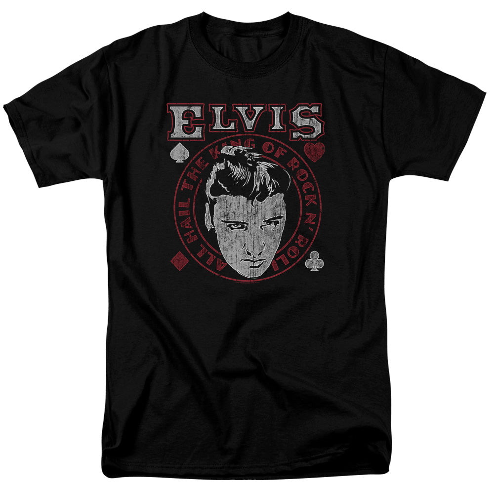 AN OFFCIALLY LICENSED ELVIS PRESLEY HAIL THE KING MEN'S REGULAR FIT T-SHIRT BLACK