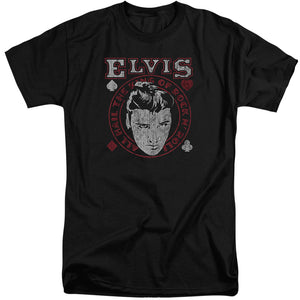 AN OFFCIALLY LICENSED ELVIS PRESLEY HAIL THE KING MEN'S TALL FIT T-SHIRT BLACK