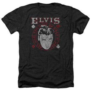 AN OFFCIALLY LICENSED ELVIS PRESLEY HAIL THE KING MEN'S HEATHER T-SHIRT CHARCOAL