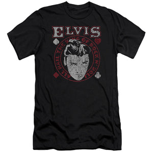 AN OFFCIALLY LICENSED ELVIS PRESLEY HAIL THE KING MEN'S PREMIUM SLIM FIT T-SHIRT BLACK