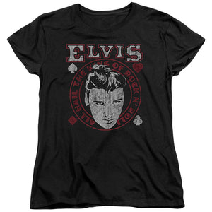 AN OFFCIALLY LICENSED ELVIS PRESLEY HAIL THE KING WOMEN'S REGULAR FIT T-SHIRT BLACK