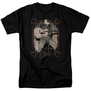 AN OFFCIALLY LICENSED ELVIS PRESLEY ELVIS PINSTRIPES MEN'S REGULAR FIT T-SHIRT BLACK