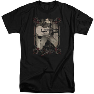 AN OFFCIALLY LICENSED ELVIS PRESLEY ELVIS PINSTRIPES MEN'S TALL FIT T-SHIRT BLACK