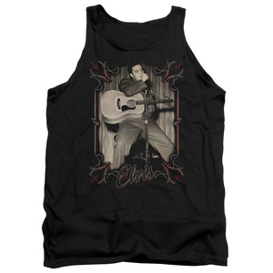 AN OFFCIALLY LICENSED ELVIS PRESLEY ELVIS PINSTRIPES ADULT UNISEX TANK TOP BLACK