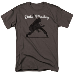 AN OFFCIALLY LICENSED ELVIS PRESLEY OVERPRINT MEN'S REGULAR FIT T-SHIRT CHARCOAL