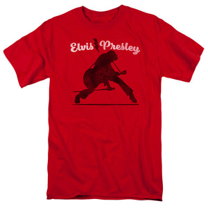 AN OFFCIALLY LICENSED ELVIS PRESLEY OVERPRINT MEN'S REGULAR FIT T-SHIRT RED