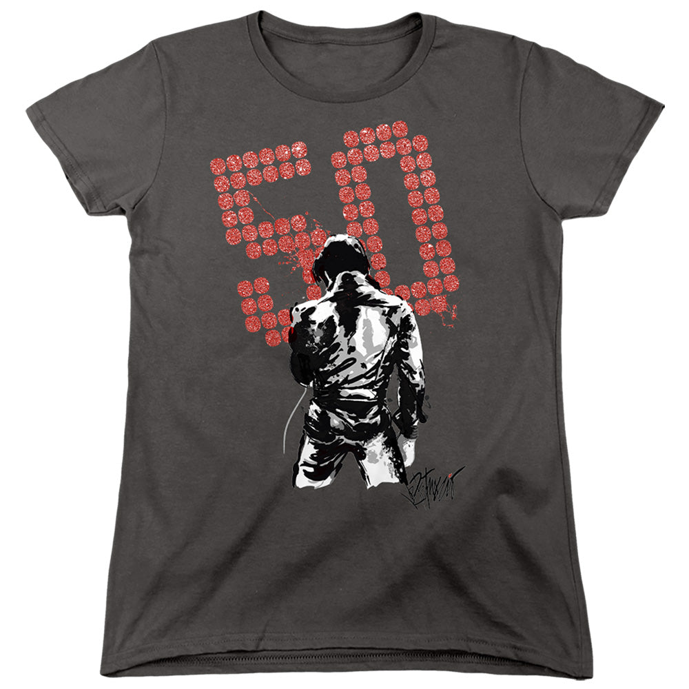AN OFFCIALLY LICENSED ELVIS PRESLEY ELVIS IS BACK 50 WOMEN'S REGULAR FIT T-SHIRT CHARCOAL