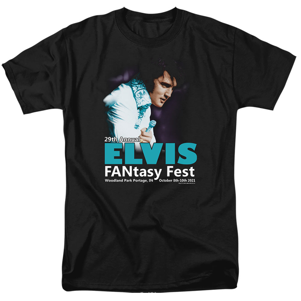 AN OFFCIALLY LICENSED ELVIS PRESLEY FANTASY FEST 2021 MEN'S REGULAR FIT T-SHIRT BLACK