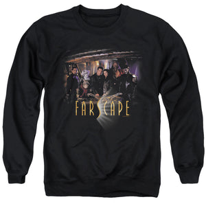 AN OFFCIALLY LICENSED FARSCAPE CAST ADULT UNISEX CREWNECK SWEATSHIRT BLACK