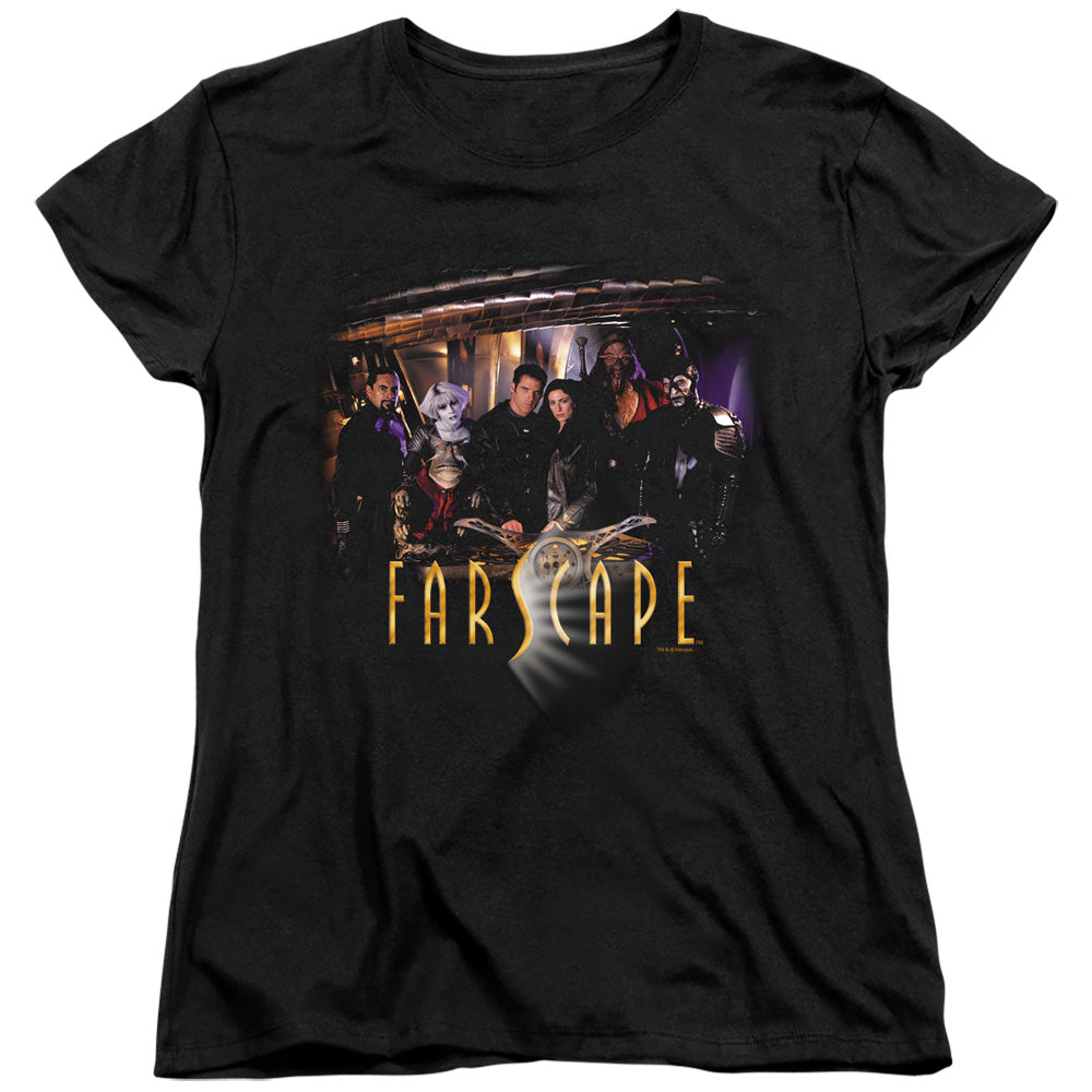 AN OFFCIALLY LICENSED FARSCAPE CAST WOMEN'S REGULAR FIT T-SHIRT BLACK