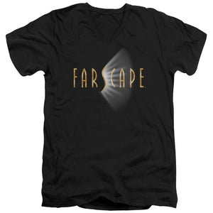 AN OFFCIALLY LICENSED FARSCAPE LOGO MEN'S V-NECK T-SHIRT BLACK
