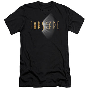 AN OFFCIALLY LICENSED FARSCAPE LOGO MEN'S PREMIUM SLIM FIT T-SHIRT BLACK
