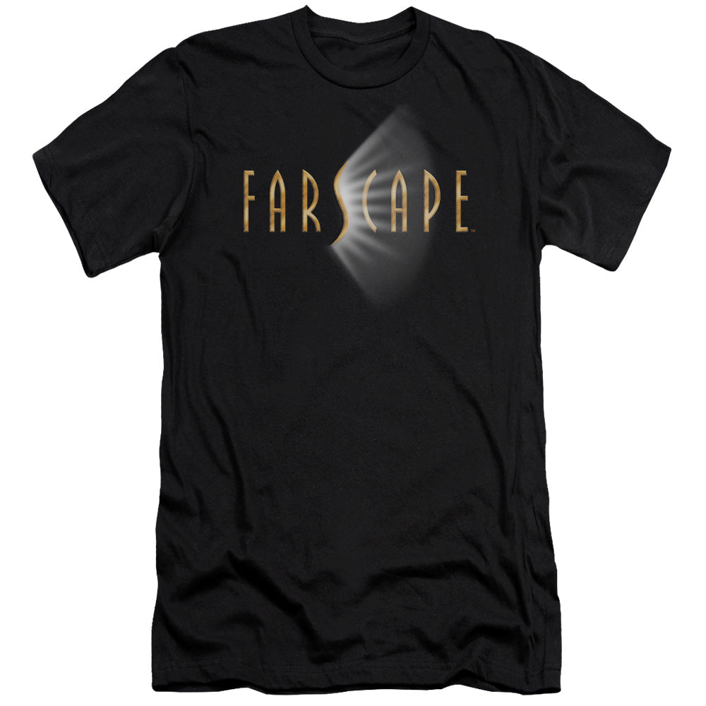 AN OFFCIALLY LICENSED FARSCAPE LOGO MEN'S PREMIUM SLIM FIT T-SHIRT BLACK