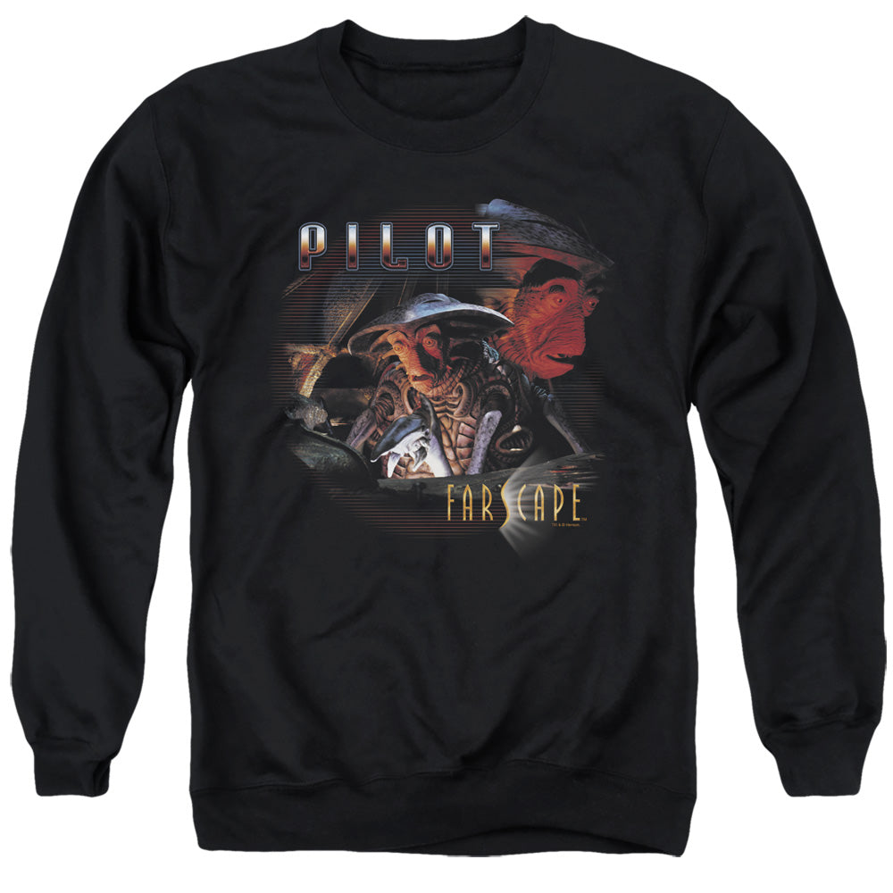 AN OFFCIALLY LICENSED FARSCAPE PILOT ADULT UNISEX CREWNECK SWEATSHIRT BLACK