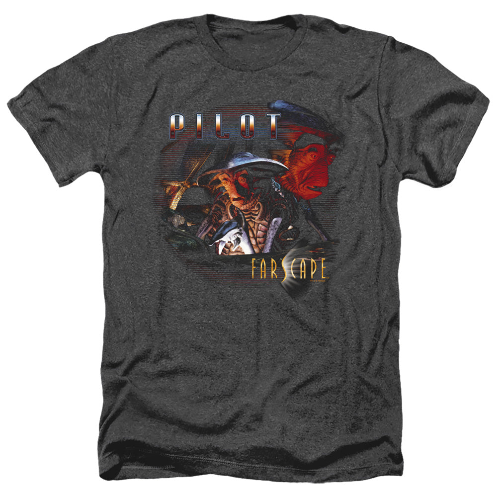 AN OFFCIALLY LICENSED FARSCAPE PILOT MEN'S HEATHER T-SHIRT CHARCOAL