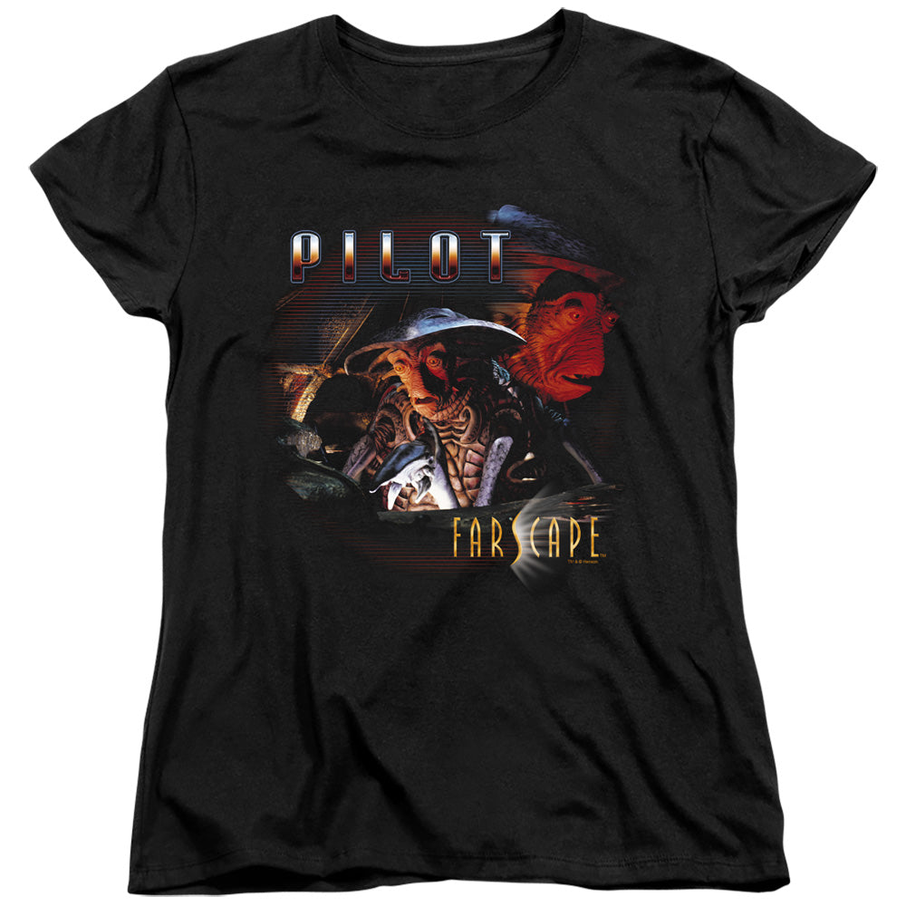 AN OFFCIALLY LICENSED FARSCAPE PILOT WOMEN'S REGULAR FIT T-SHIRT BLACK