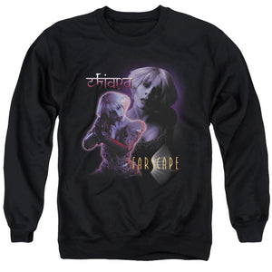 AN OFFCIALLY LICENSED FARSCAPE CHIANA ADULT UNISEX CREWNECK SWEATSHIRT BLACK