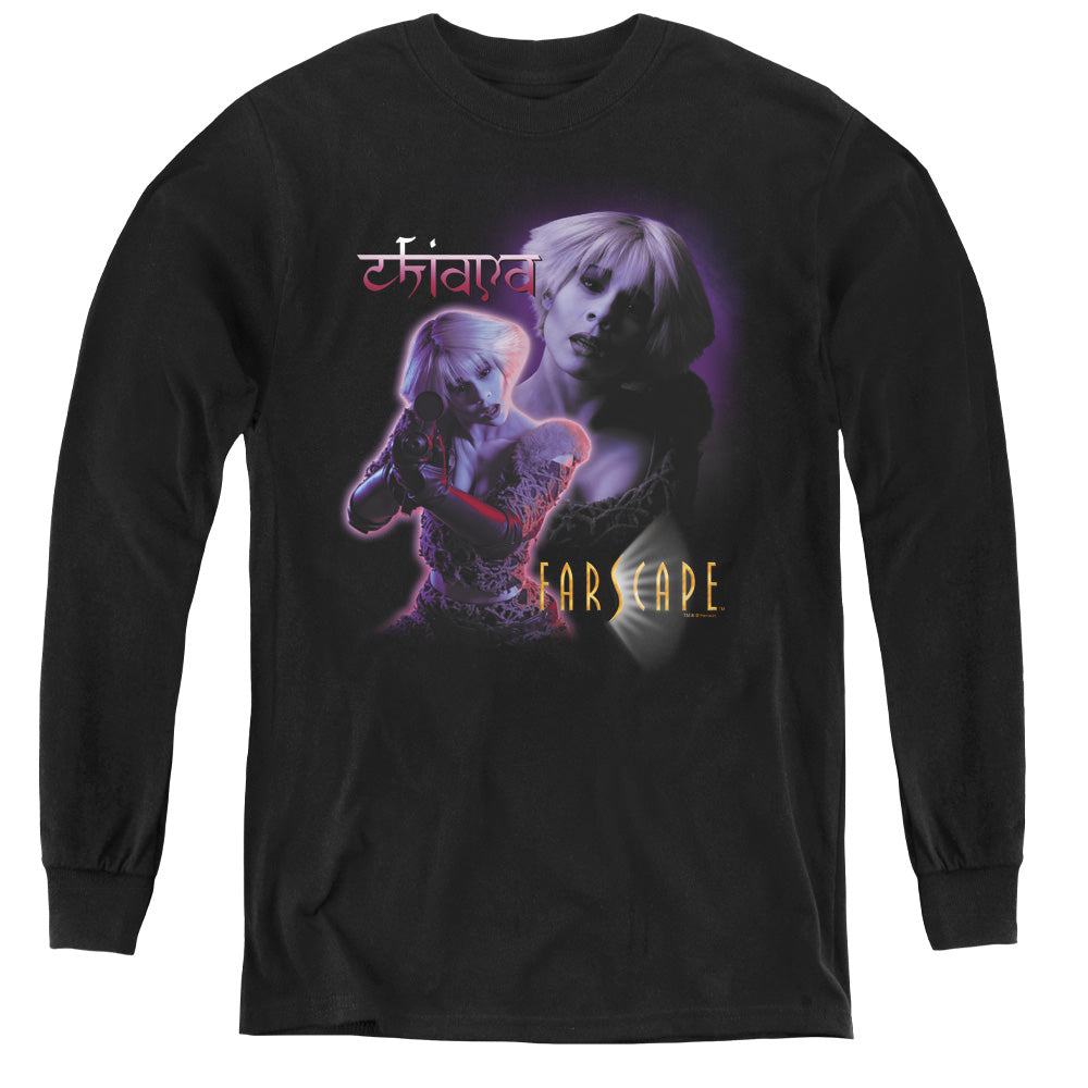 AN OFFCIALLY LICENSED FARSCAPE CHIANA YOUTH LONG SLEEVE T-SHIRT BLACK