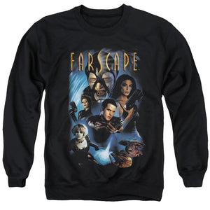 AN OFFCIALLY LICENSED FARSCAPE COMIC COVER ADULT UNISEX CREWNECK SWEATSHIRT BLACK