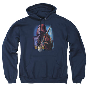 AN OFFCIALLY LICENSED FARSCAPE DARGO ADULT UNISEX PULLOVER HOODIE NAVY