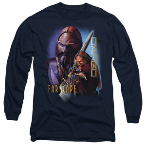 AN OFFCIALLY LICENSED FARSCAPE DARGO MEN'S LONG SLEEVE T-SHIRT NAVY