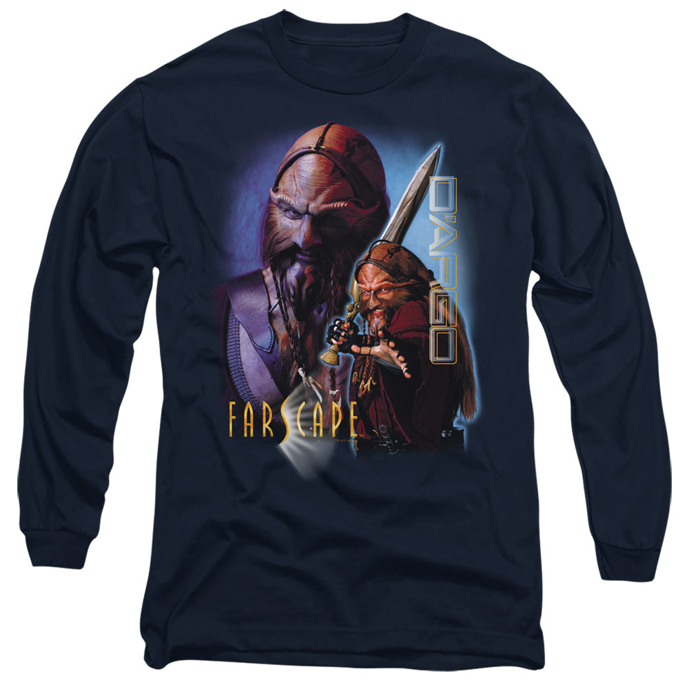AN OFFCIALLY LICENSED FARSCAPE DARGO MEN'S LONG SLEEVE T-SHIRT NAVY