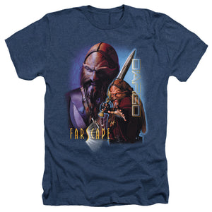 AN OFFCIALLY LICENSED FARSCAPE DARGO MEN'S HEATHER T-SHIRT NAVY