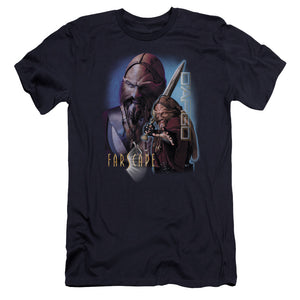 AN OFFCIALLY LICENSED FARSCAPE DARGO MEN'S PREMIUM SLIM FIT T-SHIRT NAVY