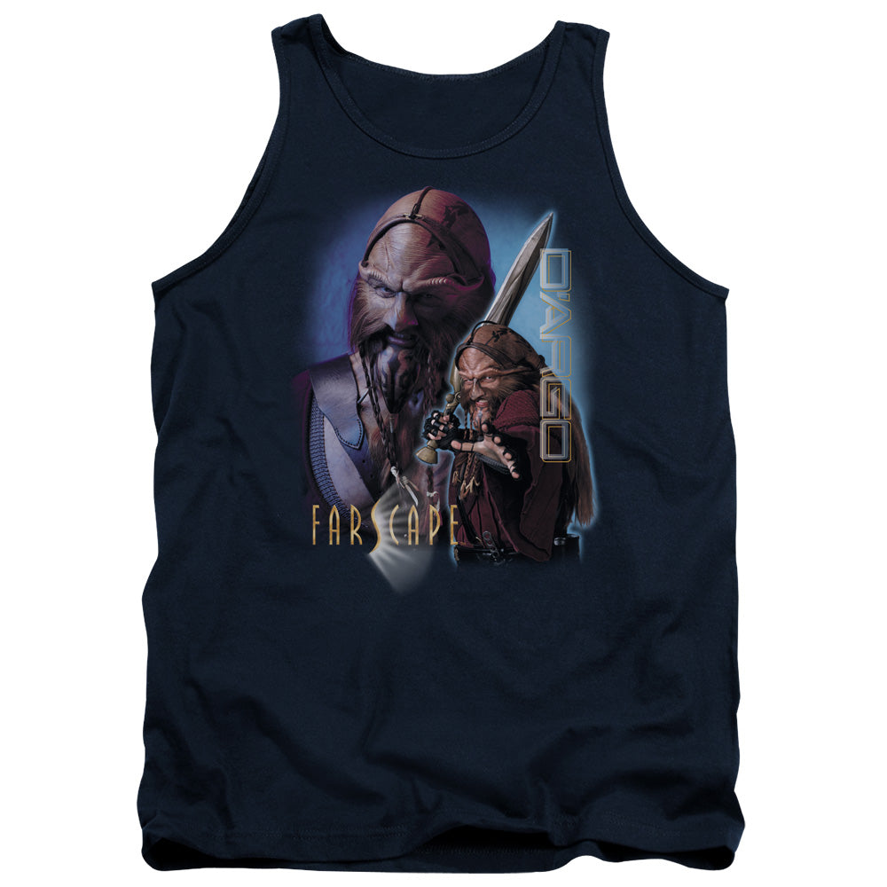 AN OFFCIALLY LICENSED FARSCAPE DARGO ADULT UNISEX TANK TOP NAVY
