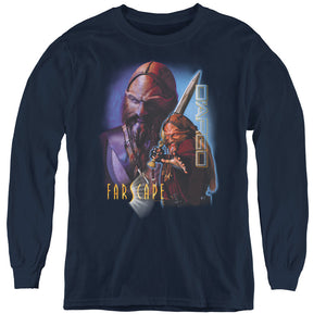 AN OFFCIALLY LICENSED FARSCAPE DARGO YOUTH LONG SLEEVE T-SHIRT NAVY