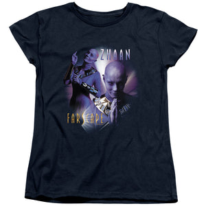 AN OFFCIALLY LICENSED FARSCAPE ZHAAN WOMEN'S REGULAR FIT T-SHIRT NAVY