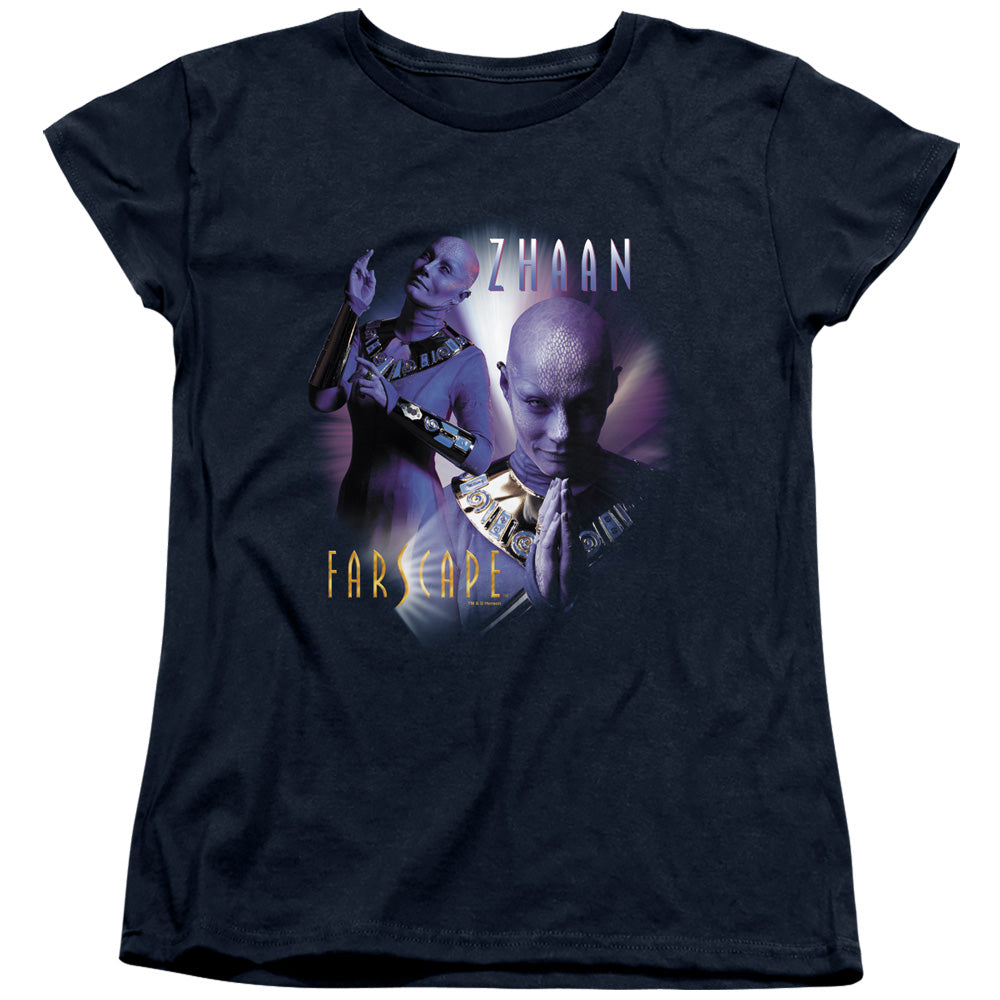 AN OFFCIALLY LICENSED FARSCAPE ZHAAN WOMEN'S REGULAR FIT T-SHIRT NAVY