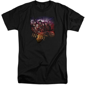AN OFFCIALLY LICENSED FARSCAPE GRAPHIC COLLAGE MEN'S TALL FIT T-SHIRT BLACK