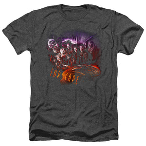 AN OFFCIALLY LICENSED FARSCAPE GRAPHIC COLLAGE MEN'S HEATHER T-SHIRT CHARCOAL