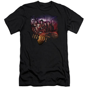 AN OFFCIALLY LICENSED FARSCAPE GRAPHIC COLLAGE MEN'S PREMIUM SLIM FIT T-SHIRT BLACK
