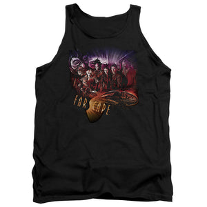 AN OFFCIALLY LICENSED FARSCAPE GRAPHIC COLLAGE ADULT UNISEX TANK TOP BLACK