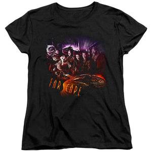 AN OFFCIALLY LICENSED FARSCAPE GRAPHIC COLLAGE WOMEN'S REGULAR FIT T-SHIRT BLACK